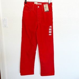 Levi’s Ribcage Straight Ankle Corduroy Bright Super High Rise Jeans NEW